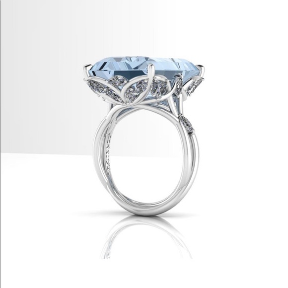 Ferrucci 12.45 ct emerald cut aquamarine gemstone ring. GIA Certified! - Picture 10 of 12